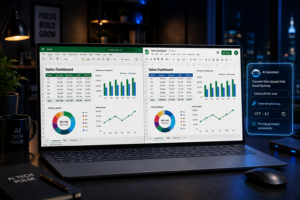 A professional working on data automation using AI for excel and sheets.
