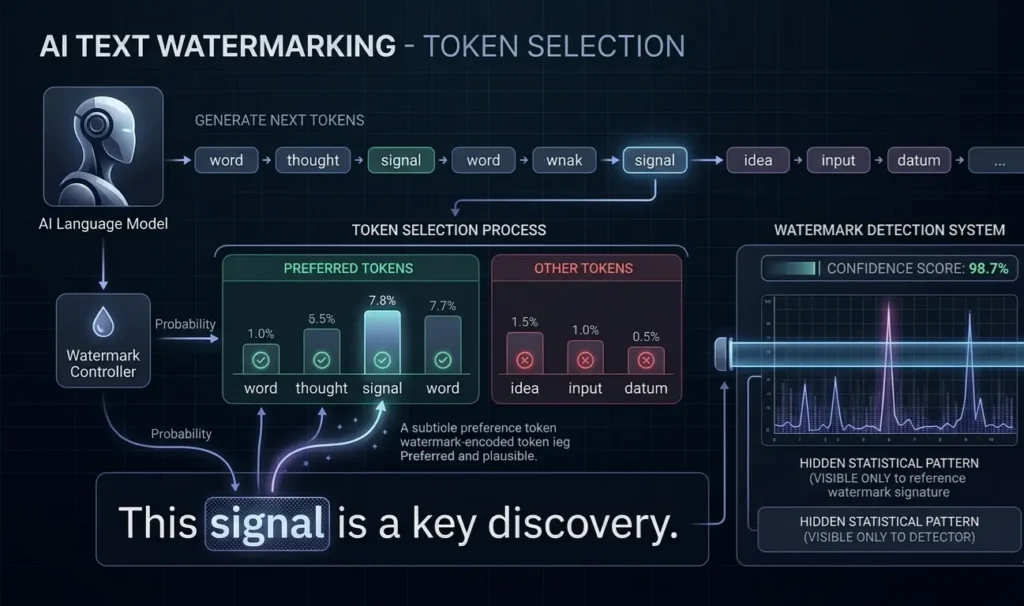 Claude watermark token selection and hidden statistical pattern