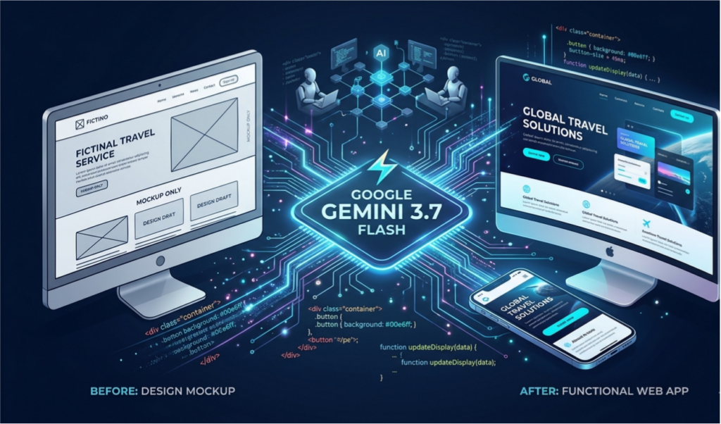 Google Gemini 3.7 Flash web development and AI coding