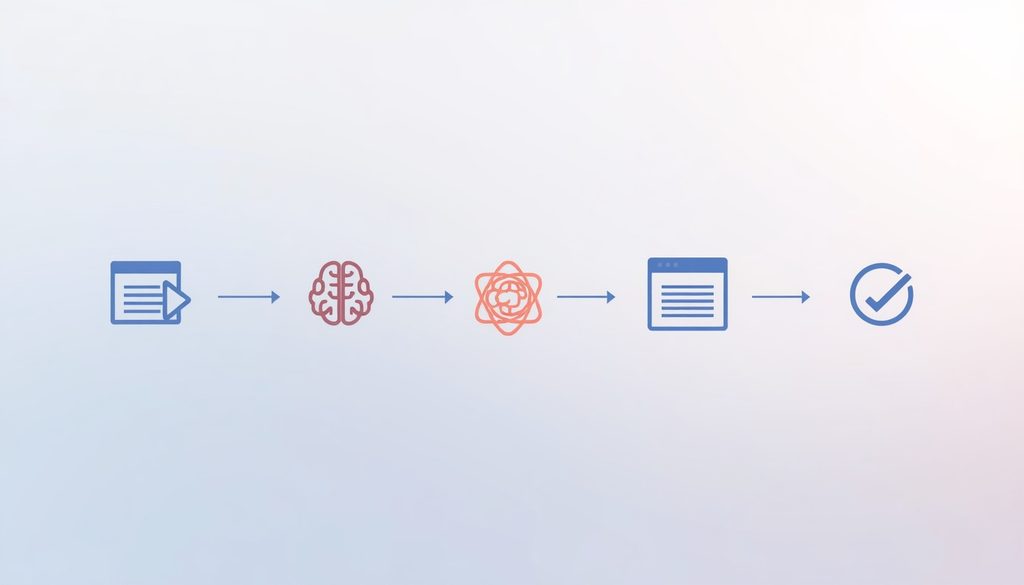 A simplified look at how AI browsers move from your instruction to a completed task.