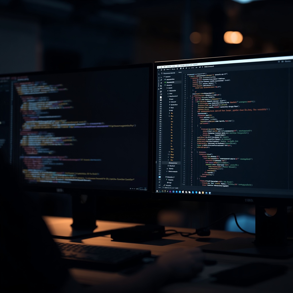 Developer workstation showing a coding and terminal environment