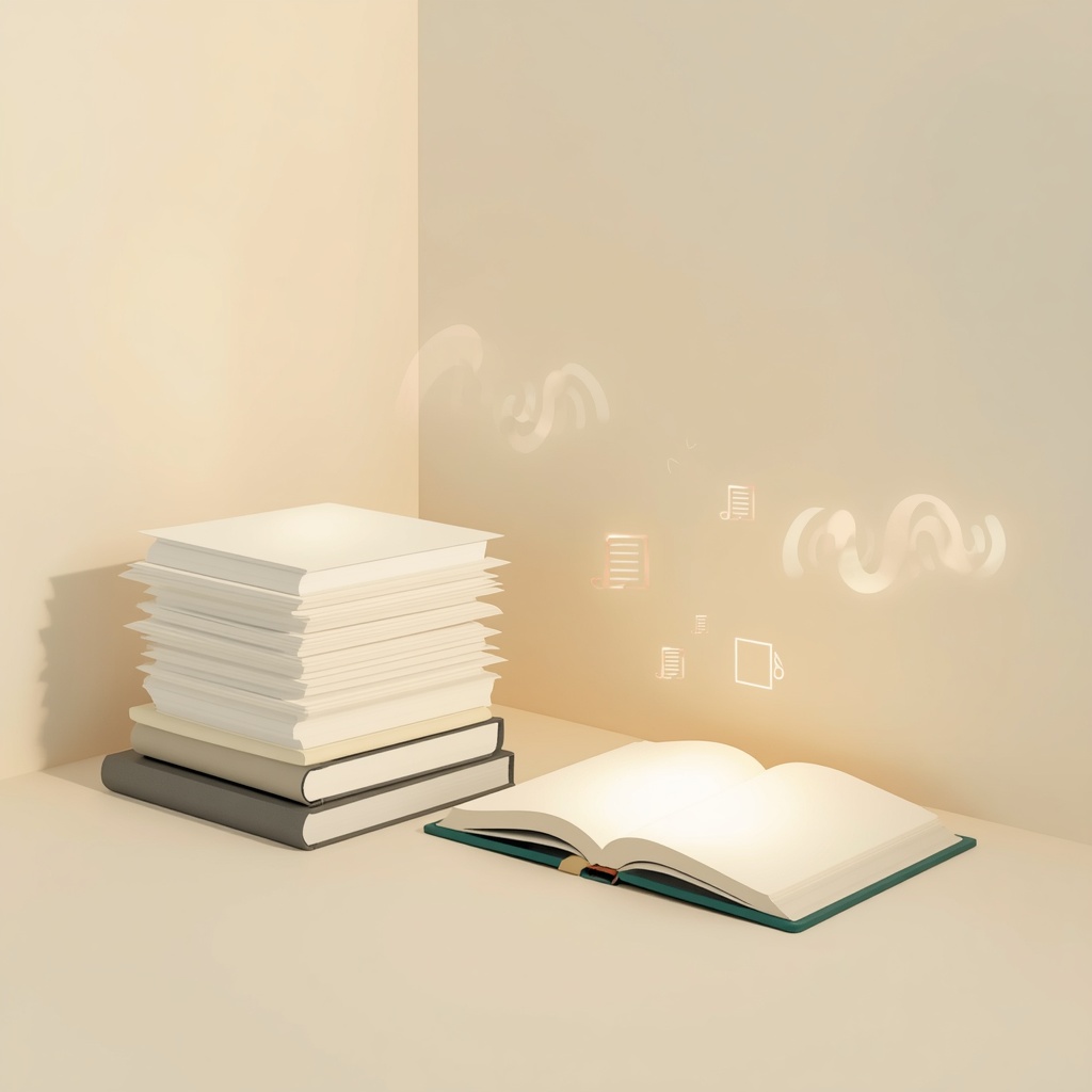 Illustration of lecture notes being organized into study material with AI